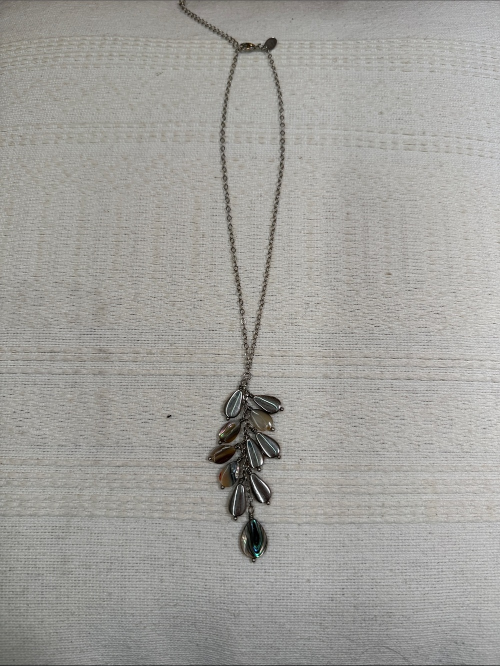 Lia Sophia Silver Leaf Drop Pendant Necklace with Iridescent Accents Adjustable